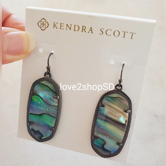 Kendra Scott Gunmetal Abalone Elle earrings NWT Nordstrom Exclusive - Picture 2 of 2